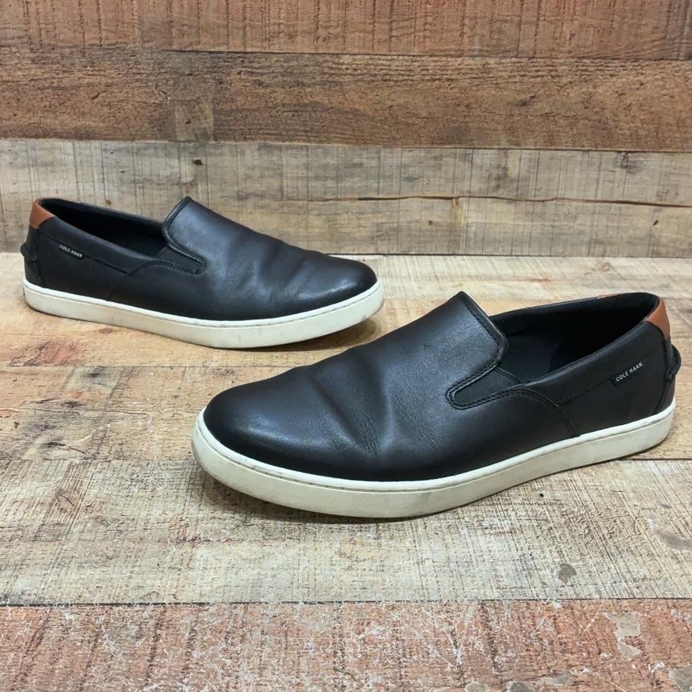 Cole Haan Shoes Mens Size 13 47 Black Leather Slip On Casual Comfort Sneaker